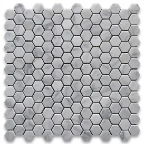 Carrara Hexagon Marble Mosaic Polished 1
