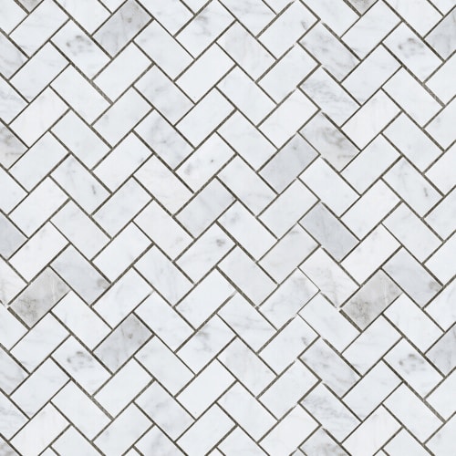 Carrara Marble Mosaic Herringbone