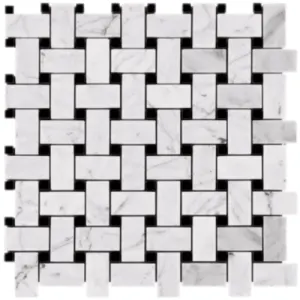 Carrara Marble Mosaic Basketweave