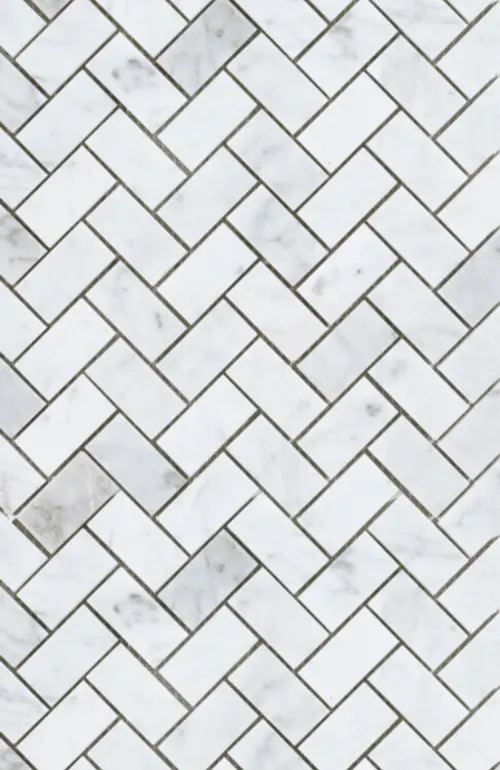 Carrara Marble Mosaic Herringbone