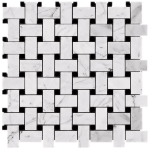 Carrara Marble Mosaic Basketweave