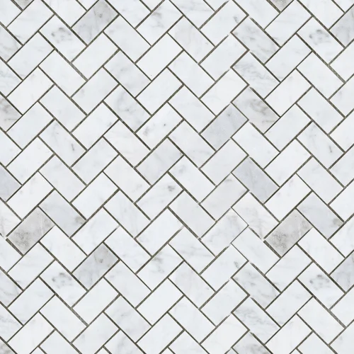 Carrara Marble Mosaic Herringbone